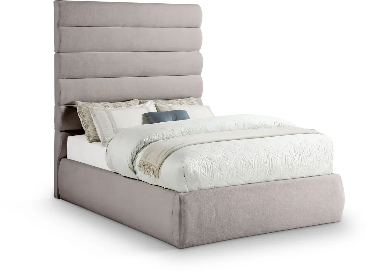 Adam - Linen Fabric Full Bed With 70.5" Headboard - Taupe