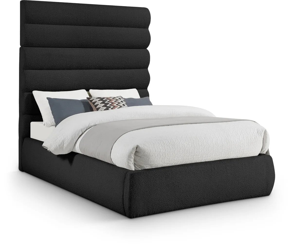 Adam - Boucle Fabric Full Bed With 70.5" Headboard - Black