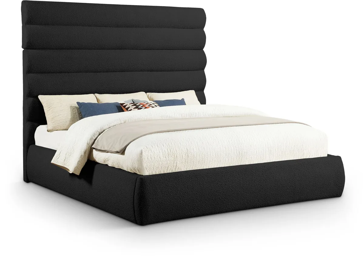 Adam - Boucle Fabric King Bed With 70.5" Headboard - Black