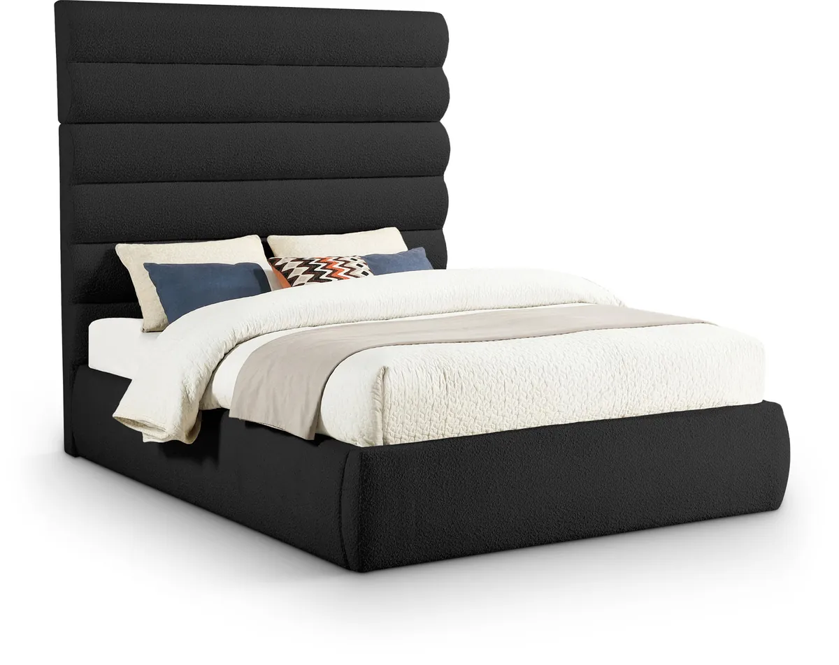 Adam - Boucle Fabric Queen Bed With 70.5" Headboard - Black
