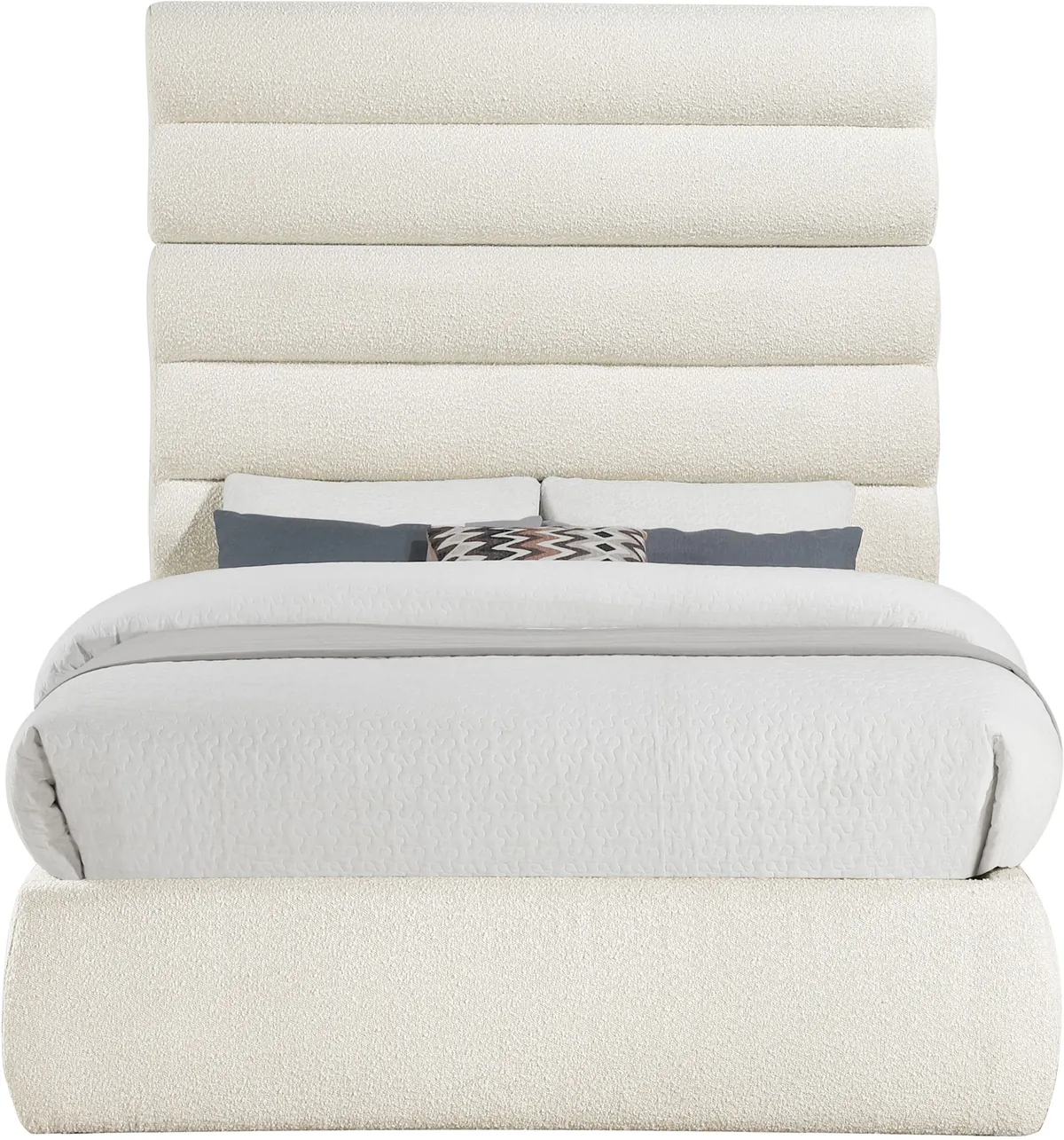 Adam - Boucle Fabric Full Bed With 70.5" Headboard - White - View 2