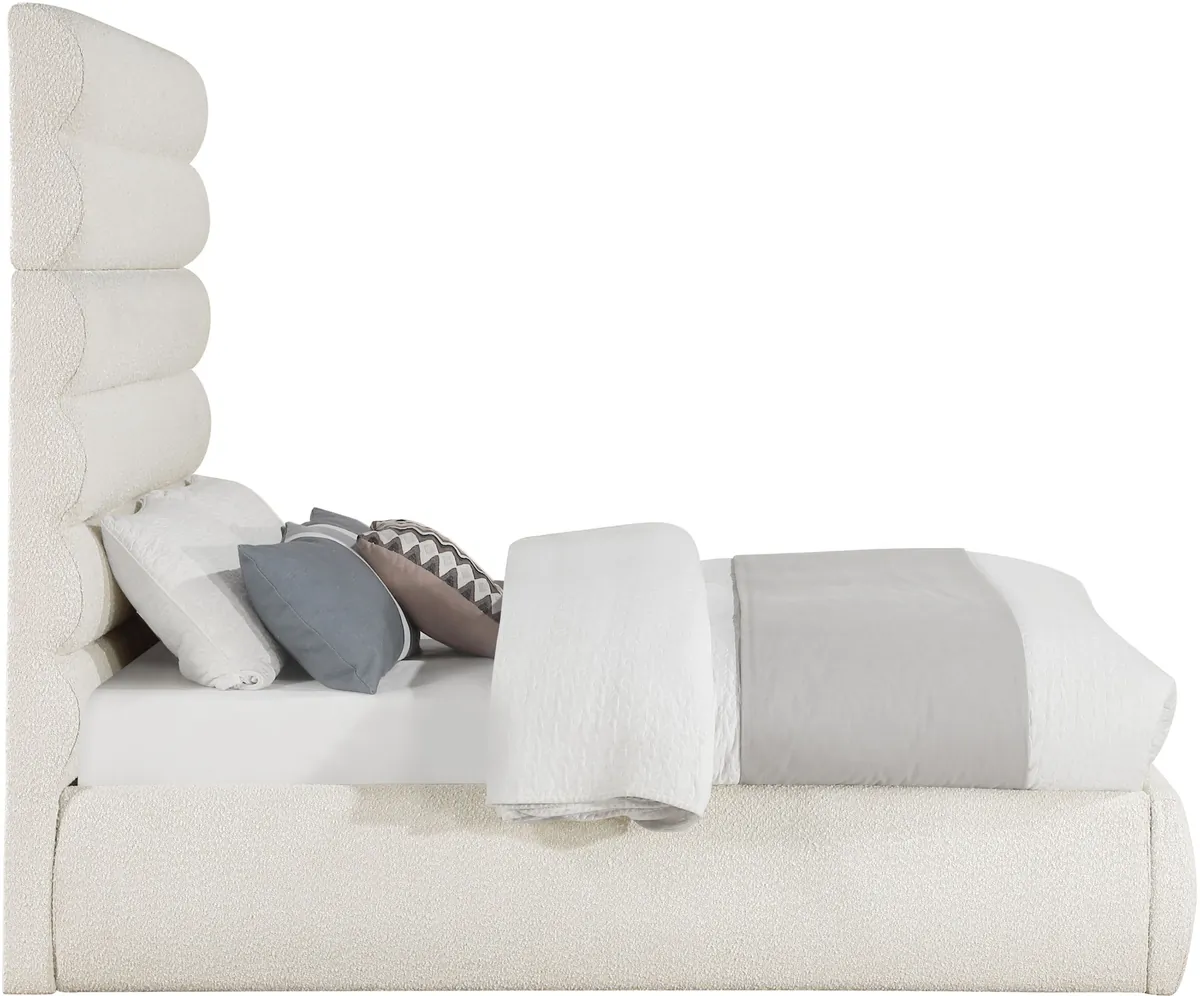 Adam - Boucle Fabric Full Bed With 70.5" Headboard - White