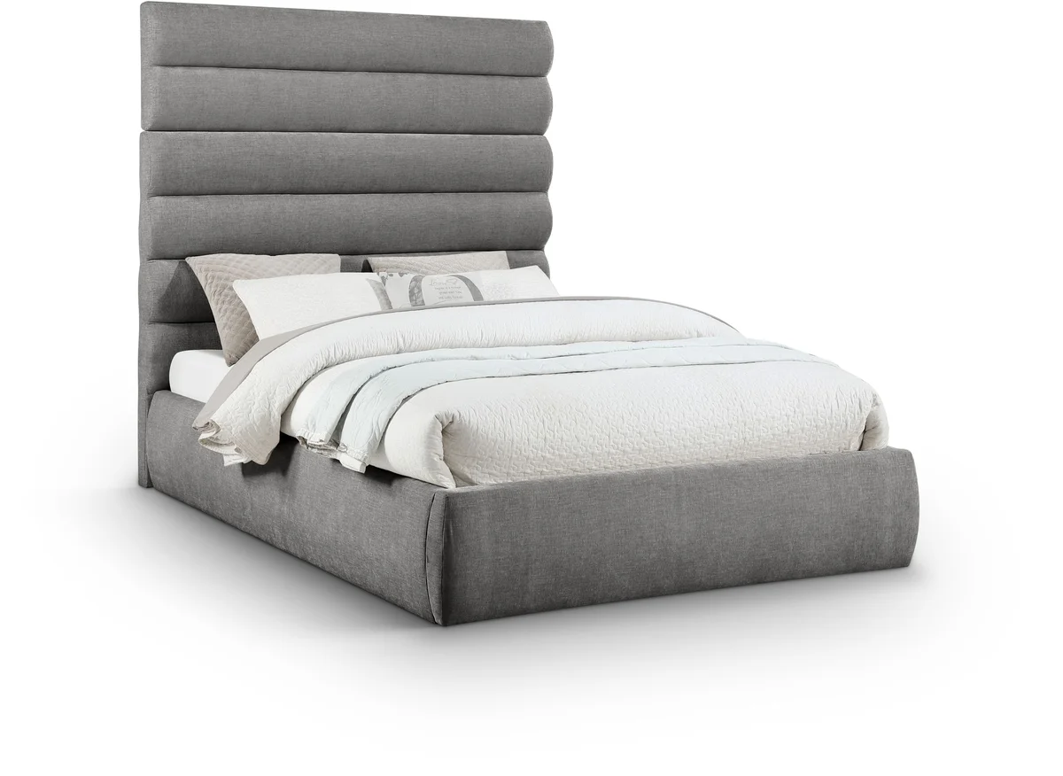 Adam - Chenille Fabric Queen Bed With 70.5" Headboard - Gray