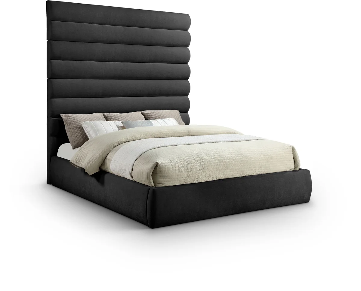 Adam - Chenille Fabric King Bed With 89" Headboard - Black