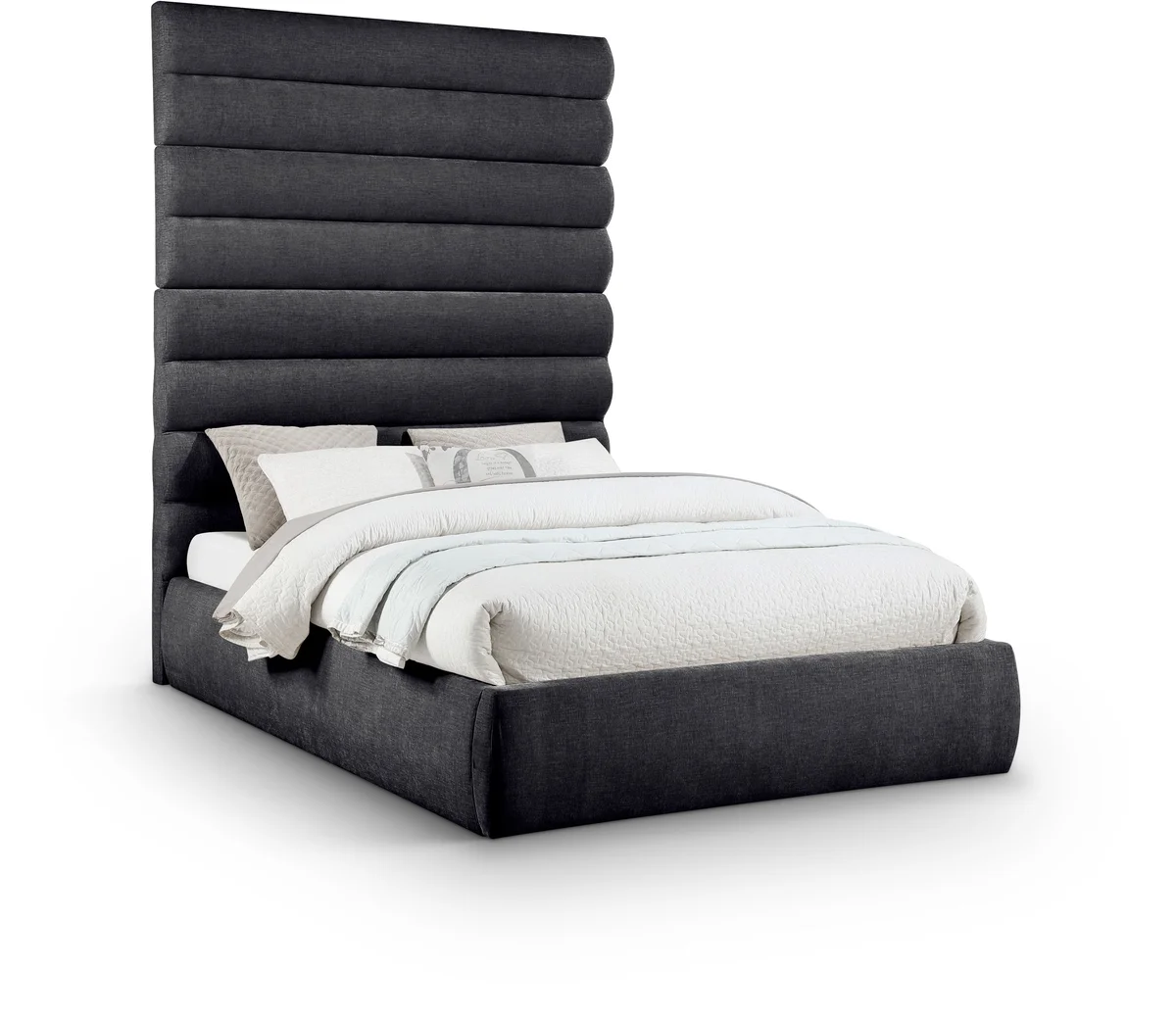 Adam - Chenille Fabric Queen Bed With 89" Headboard - Black
