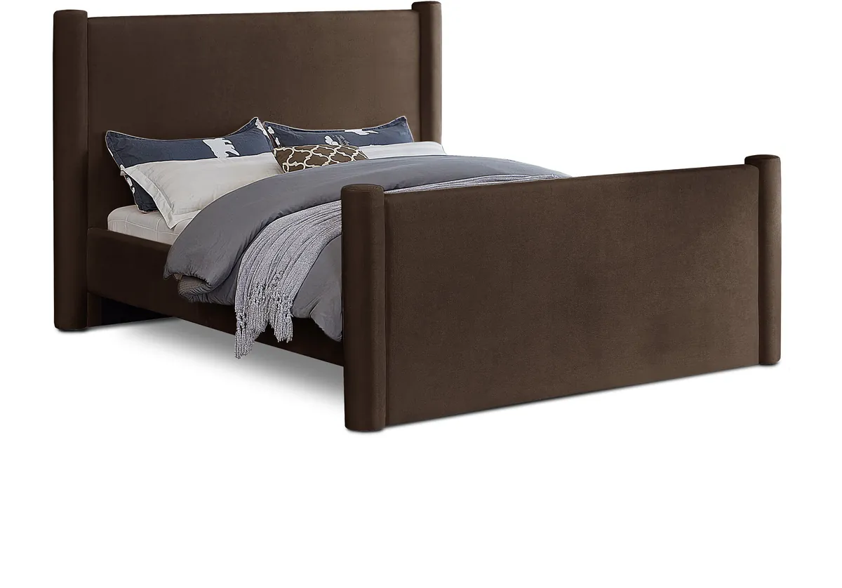 Elias - Velvet King Bed - Brown