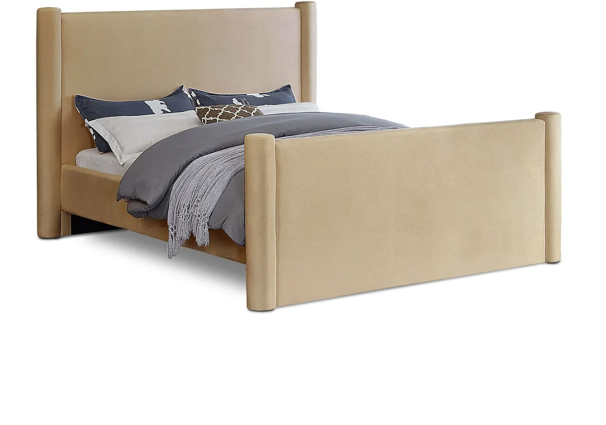 Elias - Velvet Queen Bed - Camel