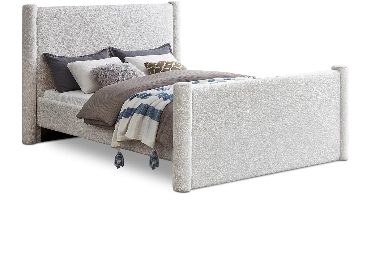 Elias - Boucle Queen Bed - Cream