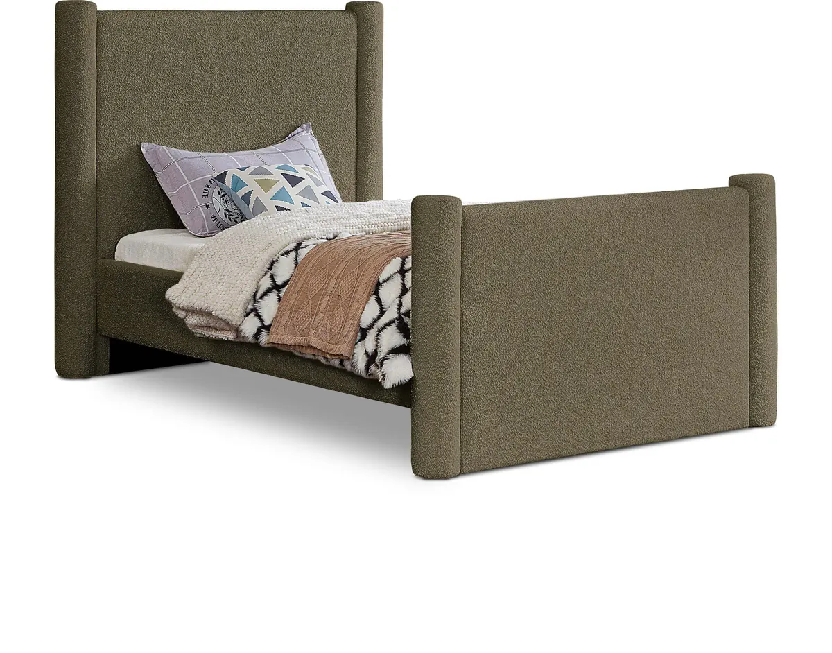 Elias - Boucle Twin Bed - Olive Green