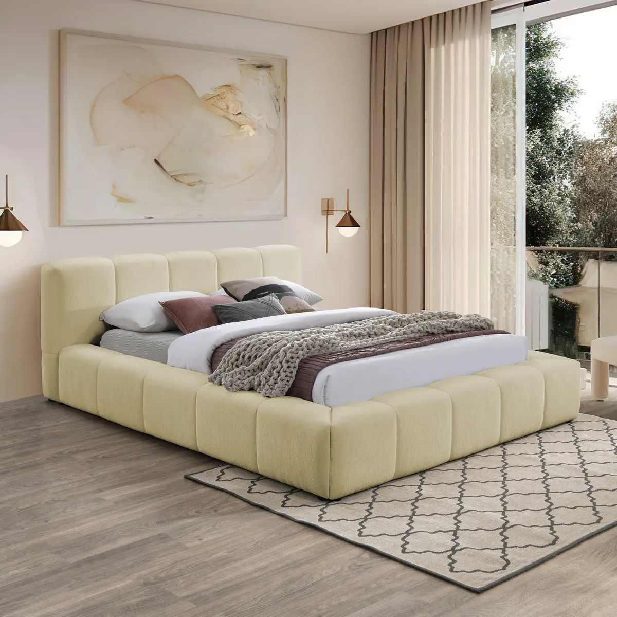 Carlin - King Bed - Beige - View 2
