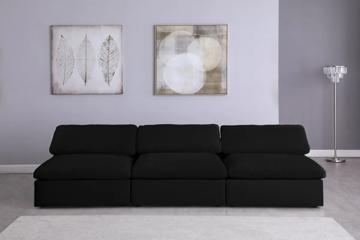 Serene - 3 Seat Modular Armless Sofa - Black