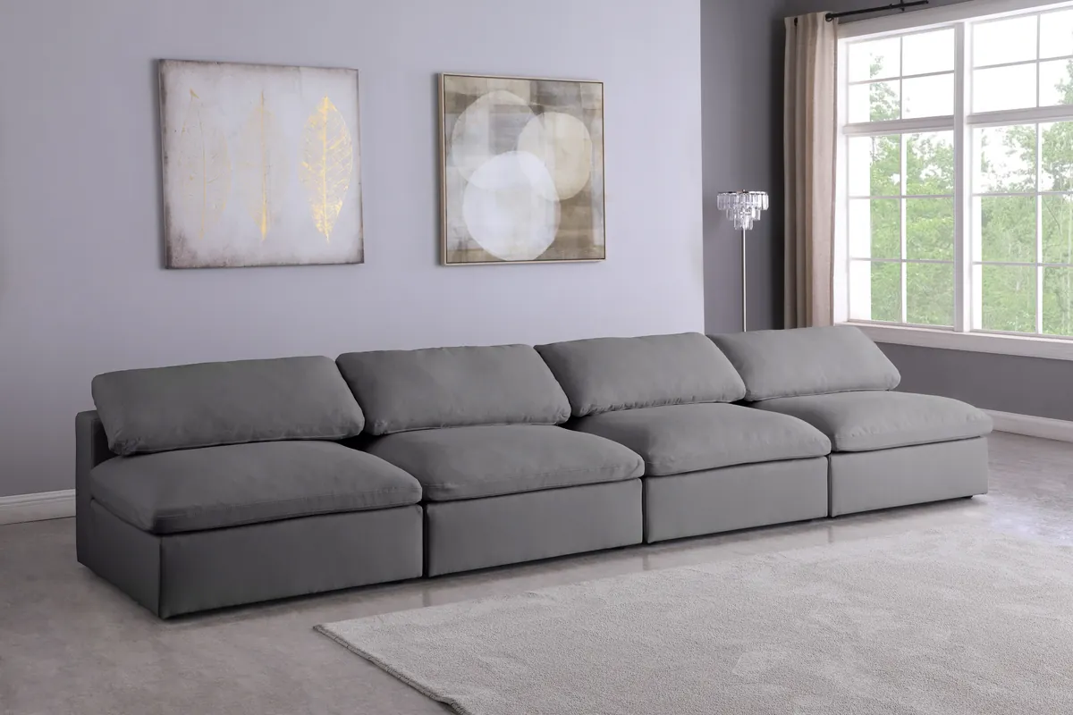 Serene - 4 Seat Modular Armless Sofa - Gray - View 2