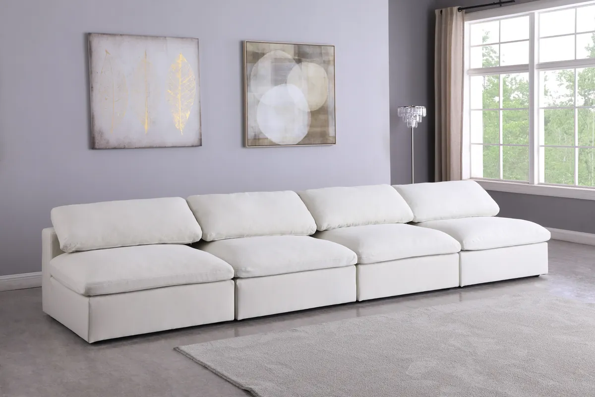 Serene - 4 Seat Modular Armless Sofa - Cream - View 2