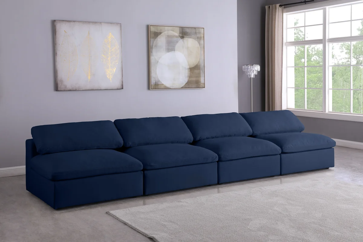 Serene - 4 Seat Modular Armless Sofa - Navy - View 2