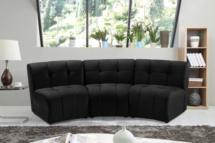 Limitless 94" Velvet Upholstered 3pc. Modular Sectional