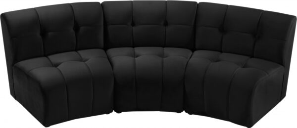 Limitless 94" Velvet Upholstered 3pc. Modular Sectional