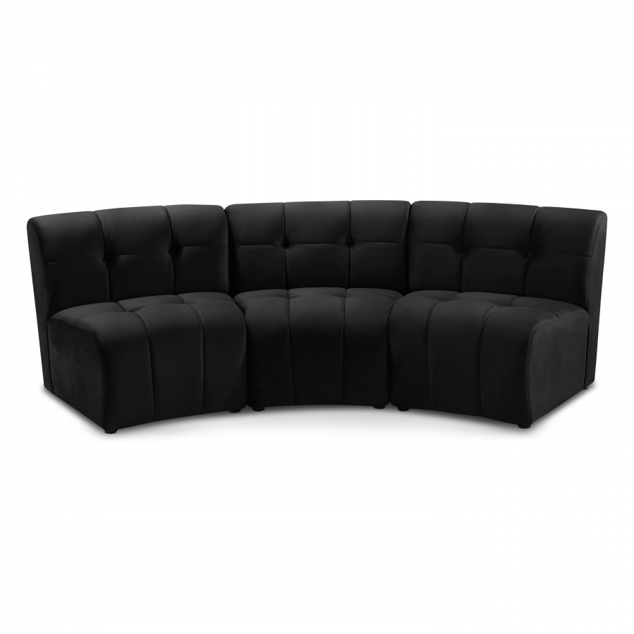 Limitless 94" Velvet Upholstered 3pc. Modular Sectional