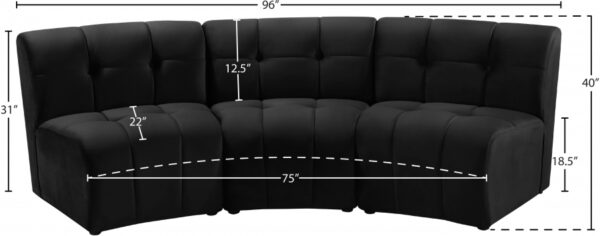 Limitless 94" Velvet Upholstered 3pc. Modular Sectional
