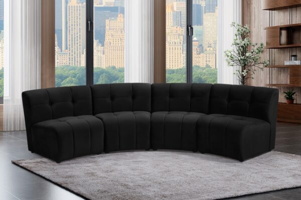 Limitless 119.5" Velvet Upholstered 4pc. Modular Sectional