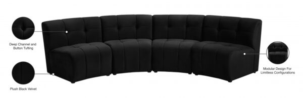 Limitless 119.5" Velvet Upholstered 4pc. Modular Sectional
