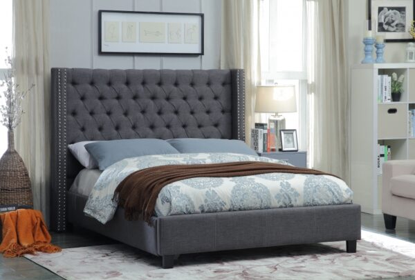Ashton Linen Textured Fabric Upholstered Bed