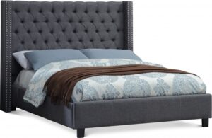Ashton Linen Textured Fabric Upholstered Bed