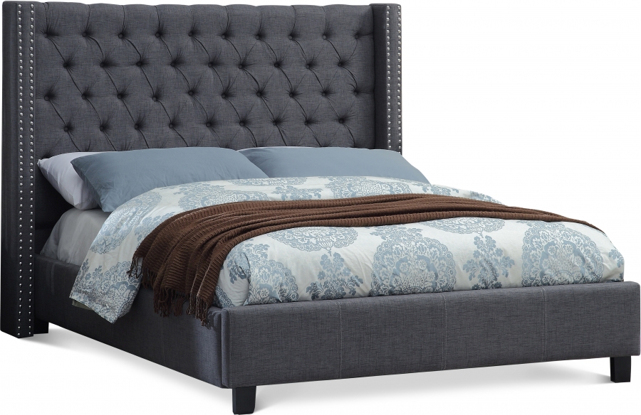 Ashton Linen Textured Fabric Upholstered Bed