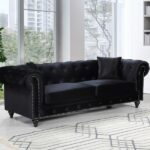 Chesterfield 90" Velvet Upholstered Sofa