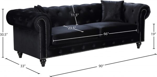 Chesterfield 90" Velvet Upholstered Sofa