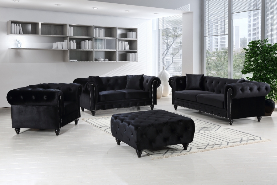 Chesterfield Velvet Upholstered Ottoman
