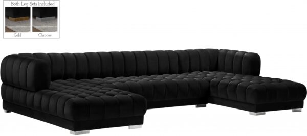Gwen 143" Velvet Upholstered 3pc. Sectional