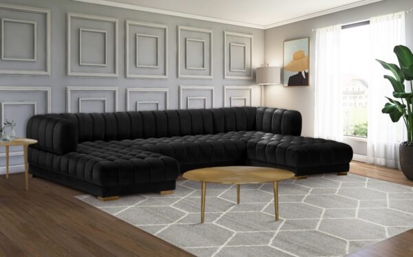 Gwen 143" Velvet Upholstered 3pc. Sectional