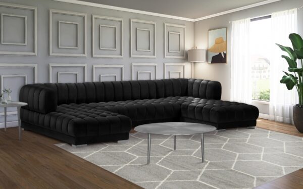 Gwen 143" Velvet Upholstered 3pc. Sectional