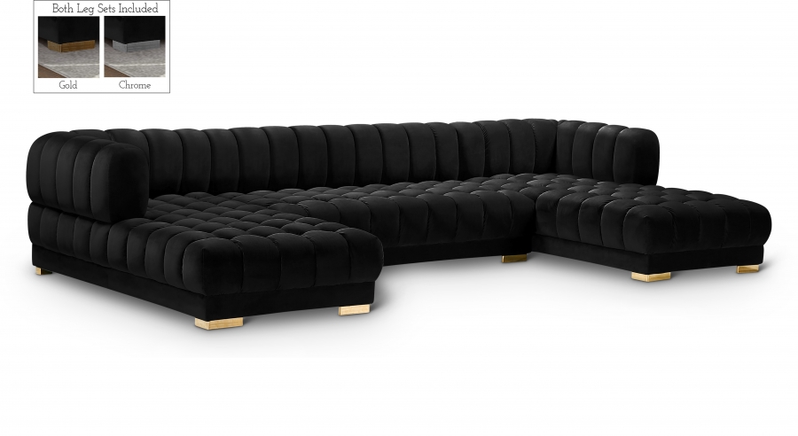 Gwen 143" Velvet Upholstered 3pc. Sectional