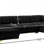Gwen 143" Velvet Upholstered 3pc. Sectional