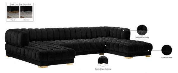 Gwen 143" Velvet Upholstered 3pc. Sectional