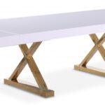 Excel 84" - 123.5" Lacquer Finish Top And Stainless Steel Base 2 Leaf Extendable Dining Table