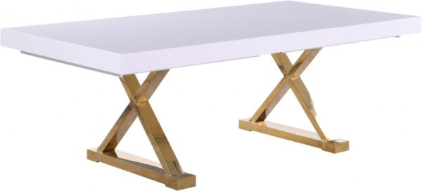 Excel 84" - 123.5" Lacquer Finish Top And Stainless Steel Base 2 Leaf Extendable Dining Table