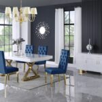 Excel 84" - 123.5" Lacquer Finish Top And Stainless Steel Base 2 Leaf Extendable Dining Table