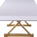Excel 84" - 123.5" Lacquer Finish Top And Stainless Steel Base 2 Leaf Extendable Dining Table