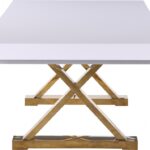 Excel 84" - 123.5" Lacquer Finish Top And Stainless Steel Base 2 Leaf Extendable Dining Table