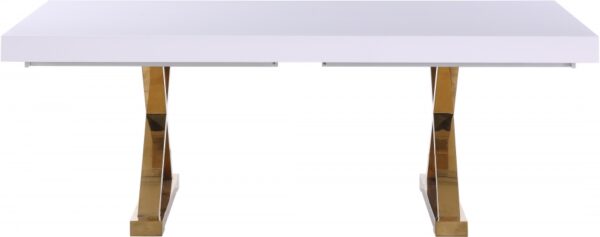 Excel 84" - 123.5" Lacquer Finish Top And Stainless Steel Base 2 Leaf Extendable Dining Table