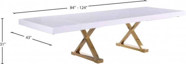 Excel 84" - 123.5" Lacquer Finish Top And Stainless Steel Base 2 Leaf Extendable Dining Table