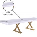 Excel 84" - 123.5" Lacquer Finish Top And Stainless Steel Base 2 Leaf Extendable Dining Table