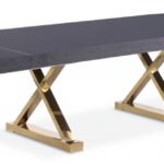 Excel 84" - 123.5" Lacquer Finish Top And Stainless Steel Base 2 Leaf Extendable Dining Table