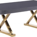 Excel 84" - 123.5" Lacquer Finish Top And Stainless Steel Base 2 Leaf Extendable Dining Table