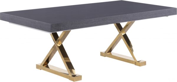 Excel 84" - 123.5" Lacquer Finish Top And Stainless Steel Base 2 Leaf Extendable Dining Table