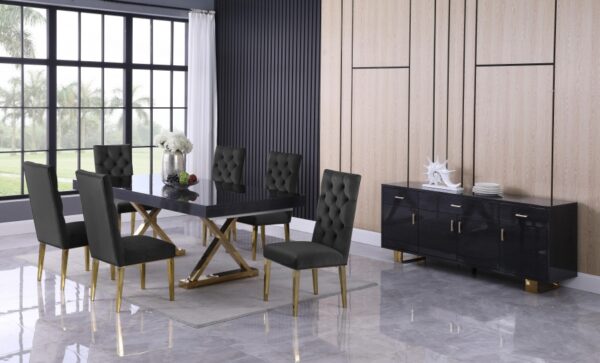 Excel 84" - 123.5" Lacquer Finish Top And Stainless Steel Base 2 Leaf Extendable Dining Table