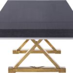 Excel 84" - 123.5" Lacquer Finish Top And Stainless Steel Base 2 Leaf Extendable Dining Table