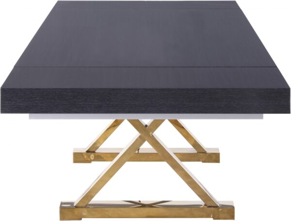 Excel 84" - 123.5" Lacquer Finish Top And Stainless Steel Base 2 Leaf Extendable Dining Table